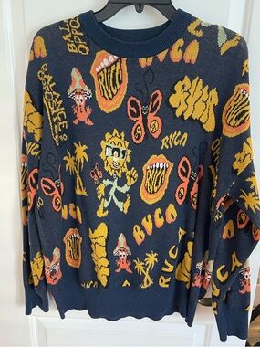 RVCA Navy Graphic Crewneck Sweater